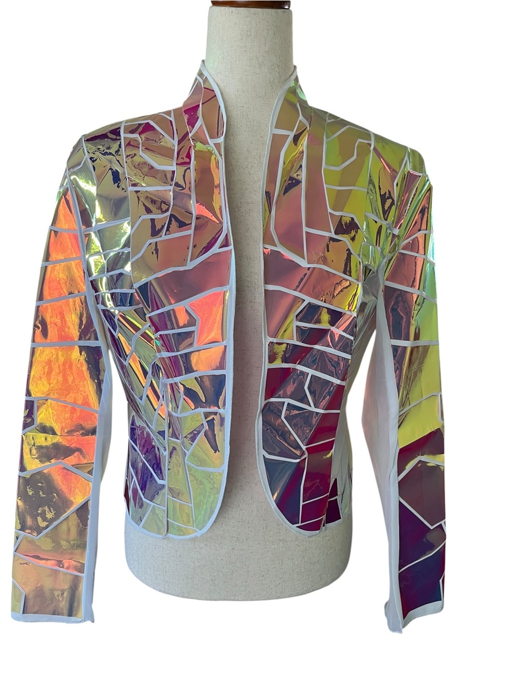 Loragal Iridescent Mosaic Crop Jacket - White Trim